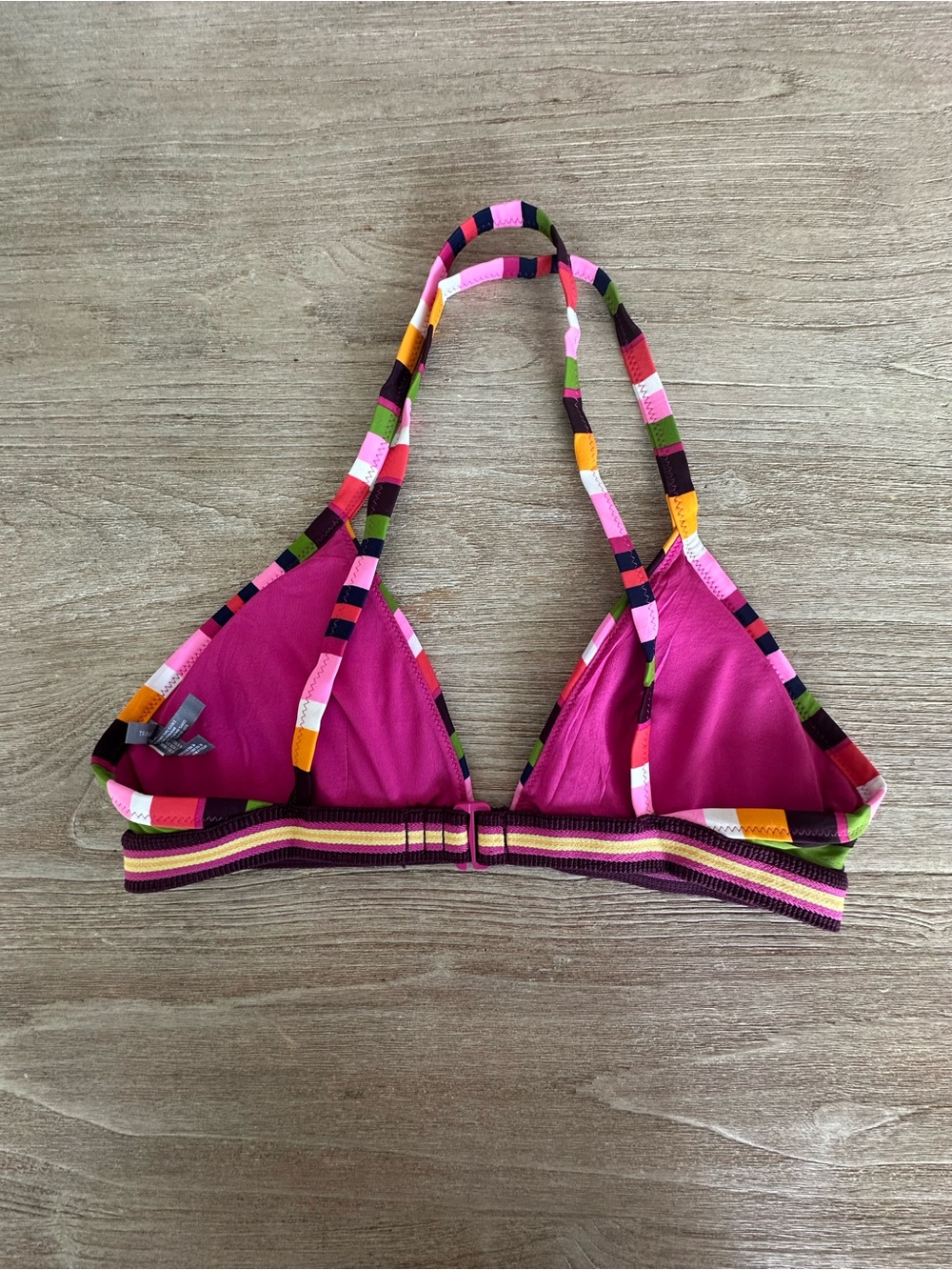 Aerie American Eagle Women's Multi Striped Triangle Bikini Swim Top Size M - Picture 4 of 6